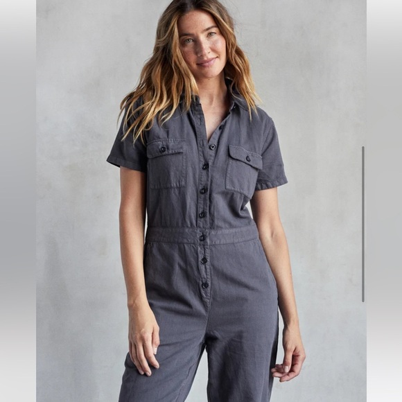 Outerknown SEA suit storm gray utility jumpsuit linen blend size Small NWT - Picture 3 of 14